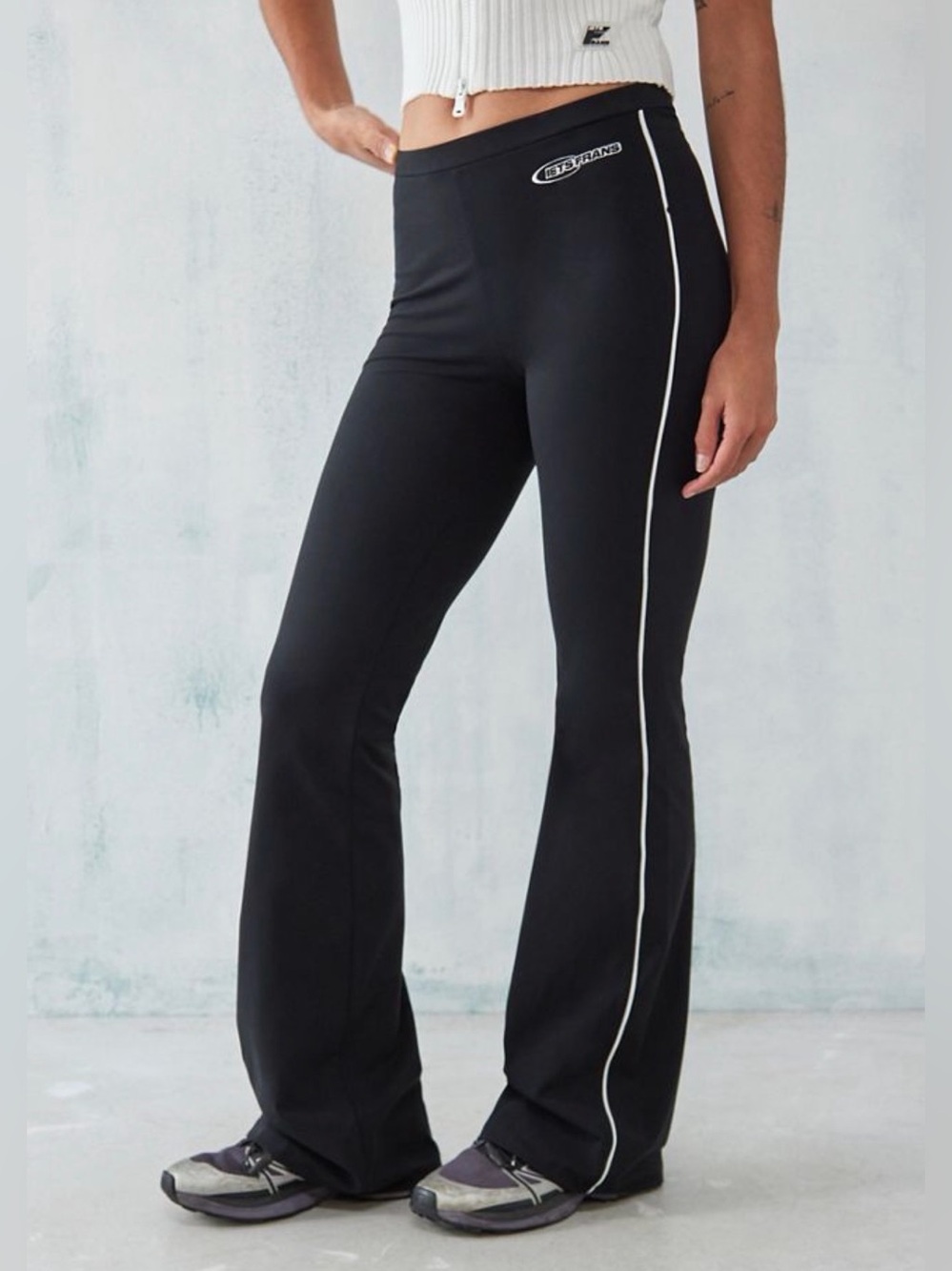 iets frans Urban Outfitters Black Piped Flare Pants S